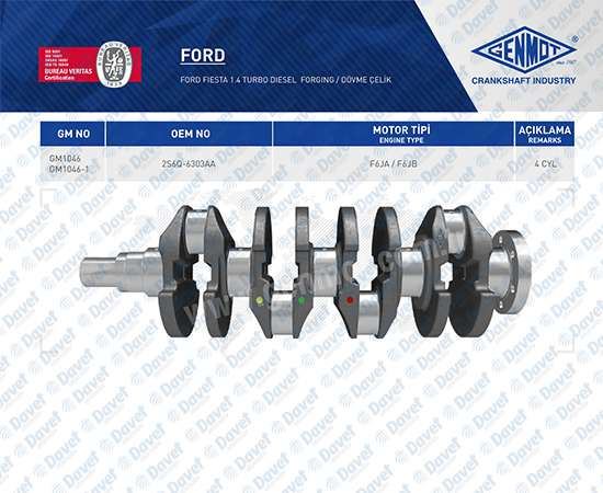 GENMOT GM1153-1 Krank Mili Ford Fiesta 1.4tdci Peugeot P107 P206 P207 P307 1.4 Hdi F6ja/B Dovme Celik